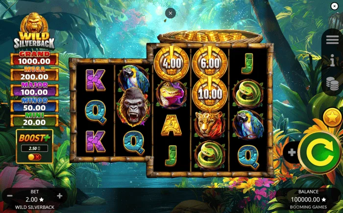 Wild Silverback - hoofdscherm met de 3-3-4-4-4 raster